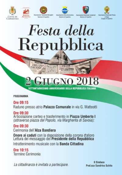 2 GIUGNO 2018, FESTA DELLA REPUBBLICA - SETTANTADUESIMO ANNIVERSARIO DELLA RE...