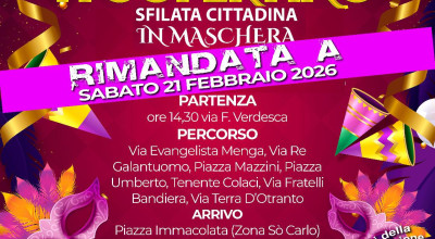 Carnevale a Copertino 2026 Seconda Edizione -  Rinvio evento al 21 febbraio 2026