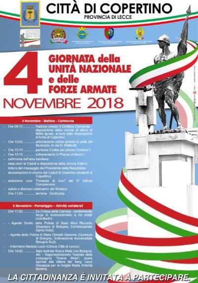 4 NOVEMBRE 2018 - GIORNATA DELL’UNITA’ NAZIONALE DELLE FORZE ARMATE