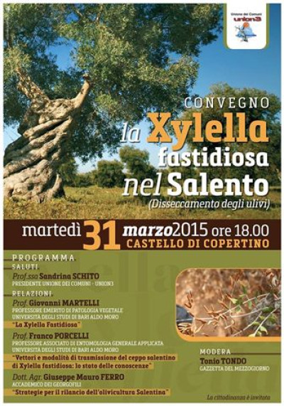 CONVEGNO  LA XYLELLA FASTIDIOSA NEL SALENTO (Disseccamento degli ulivi)