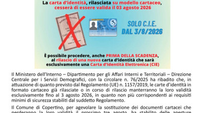 Rinnovo della carta di identit&agrave; cartacea prima del prossimo 3 agosto. ...