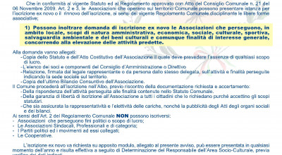 AVVISO PUBBLICO PER L&rsquo;ISCRIZIONE O  IL RINNOVO DELL&rsquo;ALBO COMUNALE...