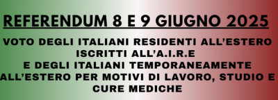 Referendum 8 e 9 giugno 2025 - Voto per corrispondenza Italiani residenti all...