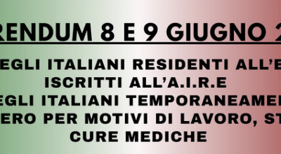 Referendum 8 e 9 giugno 2025 - Voto per corrispondenza Italiani residenti all...